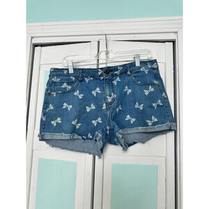 Tinseltown Denim Couture Mini Shorts with bows 2” inseam juniors 15